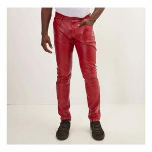 Pantalones de Cuero Transpirables Personalizados de Alta Calidad, Pantalones de Cuero Apilados para Hombre, Pantalones Azules de Cuero Auténtico de Cintura Alta - Product Image 6