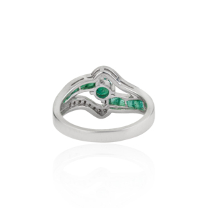 New Classy Vintage Inspired 925 Sterling <b>Silver</b> Authentic <b>Emerald</b> & Diamond Fine Jewelry <b>Ring</b> For Women - Product Image 5