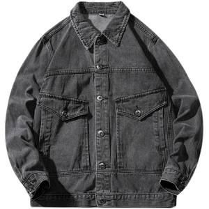 <b>Men</b> <b>Denim</b> <b>Jacket</b> Casual Streetwear Workwear Style Single Breasted Regular Fit Multiple Pocket Outerwear - Product Image 3