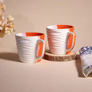 Multicolored Wavy Ceramic Tea <b>Cup</b> <b>Set</b> of 2 - Product Image 4