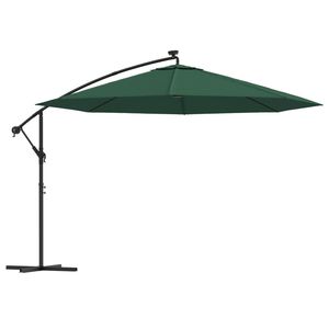 Sombrilla de Jardín Grande, Tipo Cantilever, de Poliéster Verde y Acero, con Base - Product Image 2