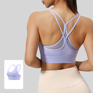 Black Seamless Sports Bra Cross Back Medium Support Yoga Bra For Women - Product Image 3
