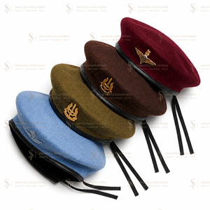 SUPER FORCE Black Striped Breathable 100% Wool <b>Beret</b> Caps for Tactical Outdoor Use with Inner Cloth Lining - Product Image 4