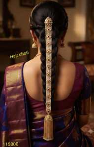 Luxury Bridal Hair Choti Traditional <b>Braid</b> Hair <b>Accessory</b> Pearl Stone Wedding Hair Ornament for Women Party Wear - Product Image 3