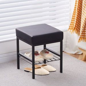 Moderno Pouf in Velluto 33x33x41 cm, Poggiapiedi Antiscivolo con Rivestimento in Velluto Peloso, Gambe in Metallo, Seduta Imbottita Morbida per Uso Domestico - Product Image 6