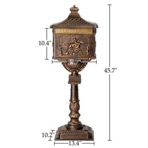 Heavy Duty Cast Aluminum Mailbox Post with 2 Keys Baffle Door Expansion Bolts Address Panel Ground Larg-Premium Postal Box - Product Image 3