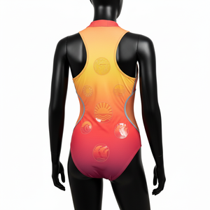 Maillot de bain une pièce pour femme, tissu performant en polyester et élasthanne 200 GSM, panneau dégradé, logo personnalisé - Product Image 6