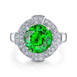 Anillo de Compromiso de Plata de Ley 925 con Granate Tsavorita Sintético, Gema Redonda, Joyería de Moda Nueva, Anillos de Oro Blanco de 14K y 18K - Product Image 1
