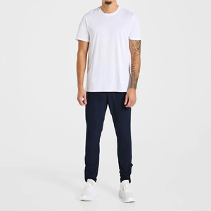 Pantalones deportivos casuales para hombre con logotipo personalizado, cintura elástica con cordón, bolsillos laterales y puños con cremallera, tela transpirable tejida a bajo precio al por mayor - Product Image 3