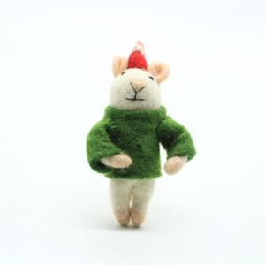 Handmade Felt Christmas Mouse Ornament - Product Image 4