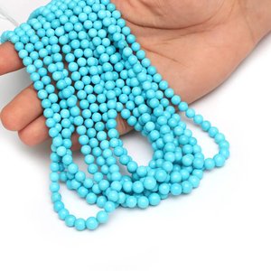Perles rondes lisses en turquoise Sleeping Beauty Arizona 6-7mm, pierres précieuses naturelles en vrac pour la fabrication de bijoux - Product Image 2