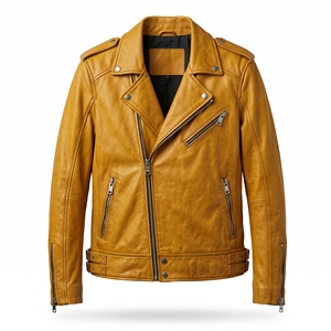 Dumela Nouvelle Veste Bomber Décontractée pour Homme en Cuir de Vachette Gaufré à Bouton Unique, Coupe Classique, Service OEM, Noire, Séchage Rapide et Respirante - Product Image 1