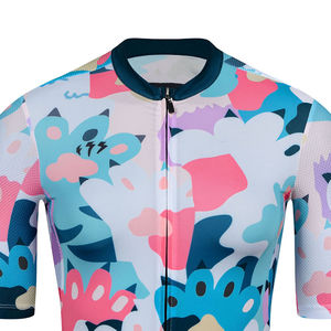 Jersey de Ciclismo Unisex con Logotipo Personalizado Impreso en la Parte Delantera, de Secado Rápido, Transpirable, Manga Corta, 100% Poliéster, Venta al Por Mayor de Fábrica - Product Image 3