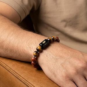 Bracelet en cristal du zodiaque Bélier, perles de qualité supérieure de 8 mm, étiquette en métal gravée au laser, bijoux Feng Shui - Product Image 2