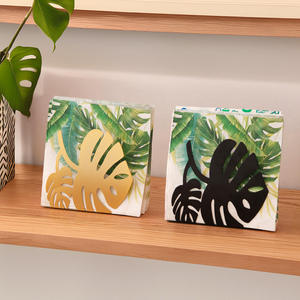 Porta Servilletas de Hierro Estampado con Diseño de Planta Dorada para Decoración de Restaurantes, Artesanía en Metal - Product Image 4