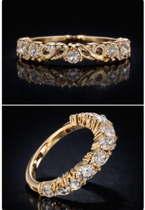 Marquise Lab Grown Diamond Half Eternity Band <b>Stacking</b> Wedding Engagement Rose Gold <b>Silver</b> Luxury Diamond <b>Ring</b> - Product Image 3