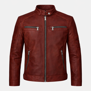 Veste en cuir véritable marron et noir pour homme, style vintage, en cuir de vachette, veste de motard, personnalisable OEM - Product Image 1