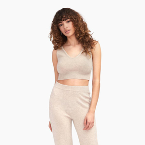 Top Corto Halter de Punto Blanco para Mujer, Color Personalizado, Informal, Transpirable, de Spandex, Algodón y Lona, de Secado Rápido - Product Image 2