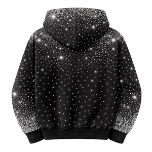 Sweat à capuche demi-zippé personnalisé avec strass de qualité supérieure, look tendance, 100 % coton molletonné, unisexe - Product Image 4
