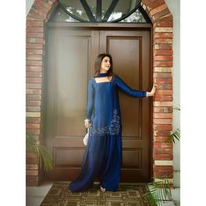 Conjunto de Traje de Satén XL para Fiesta con Cuentas y Bordado de Hilo Moti para un Look Elegante - Product Image 3