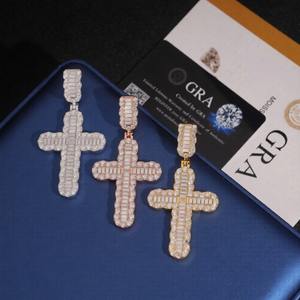 Collier tendance personnalisé style hip-hop en argent 925 plaqué rhodium avec pendentif croix de Jésus en moissanite et diamants, cadeau religieux chrétien - Product Image 5