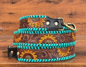 OEM ODM logotipo personalizado girasol mano Tooled correa de bolso de cuero con hebilla de cuero genuino otras piezas de la bolsa y accesorios para Unisex - Product Image 4