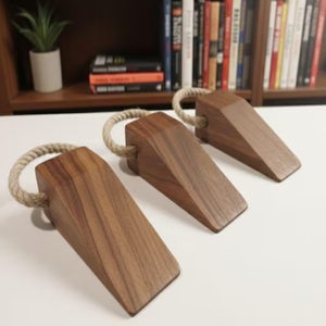 Modern Wooden Door Stop Wedge Heavy Solid Wood Doorstop with Rope Minimalist Solid English Door Wedge wooden - Product Image 1