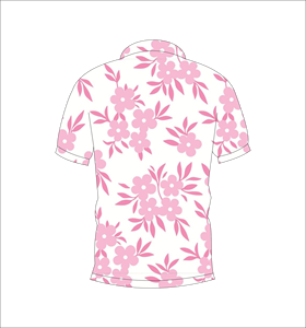 Polo Rosa Suave con Estampado Floral, Diseño de Hojas y Flores en Tono Rosa, Manga Corta, Verano, Casual, Vista Frontal y Trasera - Product Image 5
