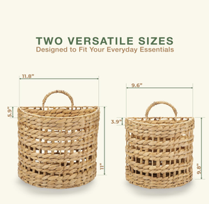 Water Hyacinth Woven <b>Wall</b> Hanging Decorative <b>Storage</b> <b>Basket</b> for Kitchen Garage Living Room Bathroom Books <b>Storage</b> - Product Image 6