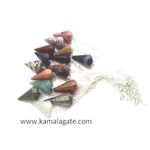 Péndulo de Reiki con cadena de siete chakras facetado en forma de cono natural, patrón de radiestesia de piedras preciosas de cuarzo semiprecioso de alta calidad - Product Image 3