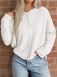 Pull en tricot blanc à boutons sur le devant, manches longues, couleur unie, pull-over pour homme, coupe classique, 100% coton - Product Image 6