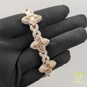 Designer Flower Link Moissanite <b>Bracelet</b> With Brilliant Marquise Stones Fully Iced <b>Infinity</b> Connectors And Bold Jewelry Style - Product Image 2
