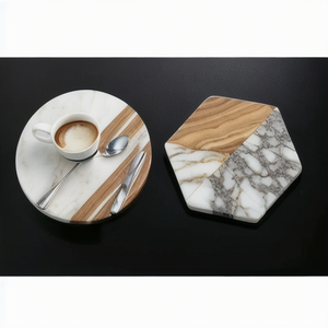 Posavasos de Madera Geométricos Hechos a Mano al por Mayor, Posavasos Cuadrados de Madera Rústicos Tallados a Medida para Decoración de Mesa - Product Image 3