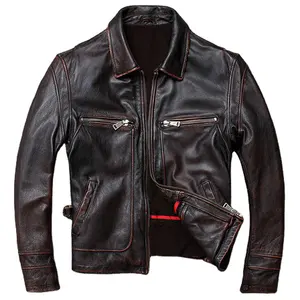 Novo Causal Vintage Casaco De Couro Casaco Homens Primavera Outfit Design Motor Biker Pocket PU Leather Jacket