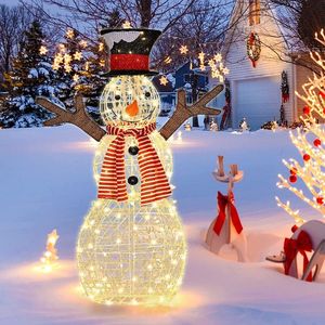 Decorazione Natalizia Illuminata a Forma di Pupazzo di Neve per Interni ed Esterni con 80 Luci LED Preinstallate per Decorazioni Festive - Product Image 2