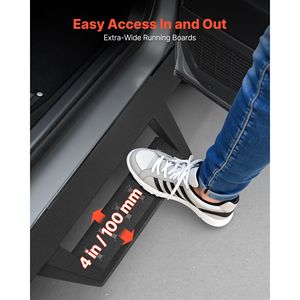 Marchepieds latéraux de 4 pouces compatibles avec les Chevrolet GMC 1500/2500HD/3500HD Crew Cab 2019-2025, en acier au carbone noir, barres Nerf - Product Image 4