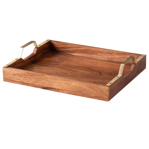 Wooden Tray Wooden Serving Tray Wooden <b>Breakfast</b> Tray with Metal Handle Wholesale Manufacturer - Product Image 6
