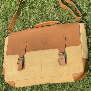 Leather Messenger <b>Bag</b> Laptop <b>Compartment</b> Dual Buckle Top Handle Crossbody Travel Office Work Satchel Daily Use Waterproof - Product Image 6