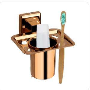 Portacepillos de Dientes de la Colección Brass Monte Carlo con Acabado Satinado, Accesorio de Baño de Lujo para Encimera - Product Image 2