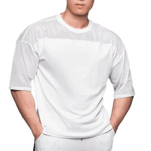 T-shirt en maille respirante pour homme, logo personnalisé, maillot de sport léger à manches courtes, vêtements d'entraînement de gym - Product Image 5