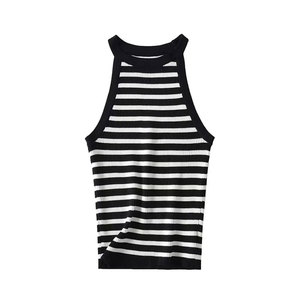 Women Solid O-Neck Ribbed Tank <b>Top</b> Summer Basic Elastic Sleeveless Crop <b>Tops</b> Silk/Cotton Satin Breathable Front Logo - Product Image 4