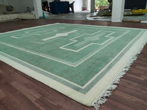 Alfombra Oushak Anudada a Mano, 2.6x12 Pies, Alfombra de Lana Abstracta de Estilo Vintage, Alfombra Grande para Sala de Estar, 1 Pieza - Product Image 3