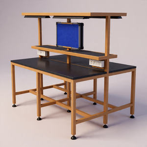 Station de travail industrielle en fonte de qualité export, robuste, avec éclairage LED T5, support d'écran Softboard et grande surface de travail - Product Image 1