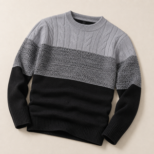 Pull tricoté unisexe personnalisé OEM, col rond, color block, streetwear décontracté, vente en gros sous marque privée - Product Image 1