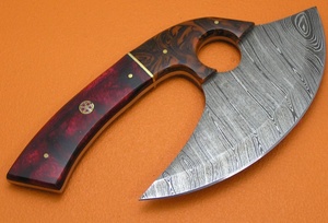 Cuchillo Ulu Damasco Hecho a Mano de Primera Calidad, Estilo Tradicional Alaskan, Hoja de Acero Damasco, Herramienta Única para Cocina y Caza - Product Image 4
