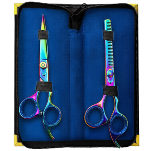 Juego de Tijeras de Peluquería Profesionales con Recubrimiento de Plasma de 6.5″, Multicolor, Tijeras de Peluquería de Acero Inoxidable con Estuche Ergonómico Profesional - Product Image 2