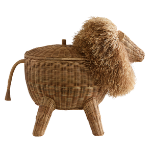 Cesta de Almacenamiento de Juguetes de Ratán con Forma de León, Cesto para Ropa Sucia, para Habitación Infantil, Muebles Hechos a Mano, Contenedor Duradero para Artículos Diversos, Venta al Por Mayor - Product Image 1