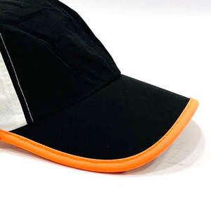 Gorra de Béisbol Negra y Naranja de 6 Paneles, Malla Transpirable, Unisex, Estilo Casual para Exteriores, Diseño con Bloques de Color, Ajustada, Primavera Verano - Product Image 4