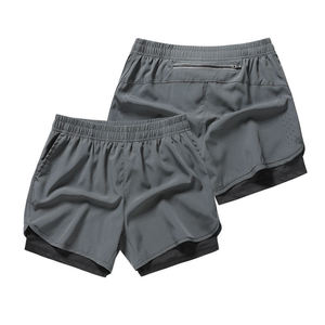 Men's Solid Color Quick Dry Polyester Sport <b>Shorts</b> Mid Waist Drawstring Closure Knitted Fabric Side Stripe 180g - Product Image 3