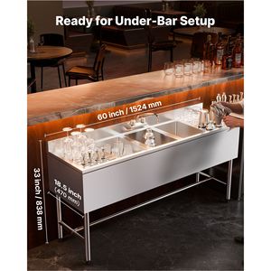 Lavello da Cucina Commerciale in Acciaio Inox 304 a Doppio Scarico, 3 Scomparti, 10 Pollici, Fabbricazione in Acciaio per Cucine Commerciali - Product Image 3